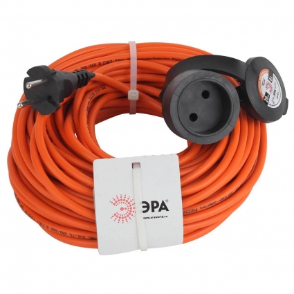 Удлинитель силовой ЭРА UPx-1-2x0.75-20m-IP44 Б0043037, цвет оранжевый
