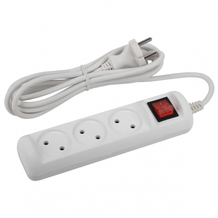 Удлинитель ЭРА 3гн 1,5м б/з U-3s-1,5m-2x1 Б0044049, цвет белый
