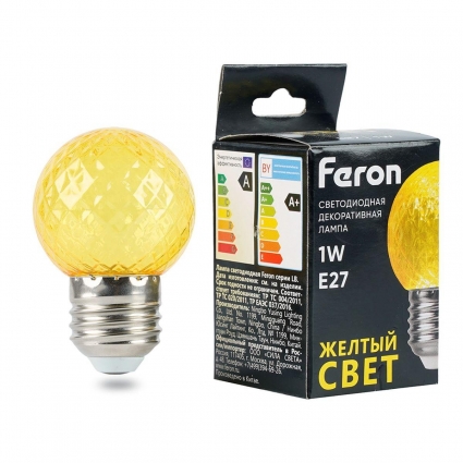 Лампа светодиодная Feron E27 1W желтая LB-385 52161