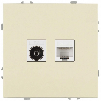 Розетка ЭРА Galaxy 15-3110-02 комбинированная RJ45+TV IP20 слоновая кость Б0070778, цвет белый