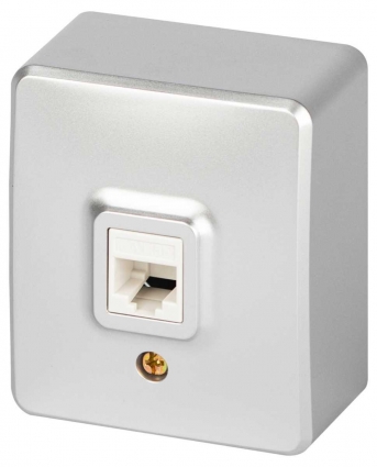 Розетка ЭРА Эксперт 11-3203-03 информационная RJ45 IP20 ОУ алюминий Б0063009, цвет серый
