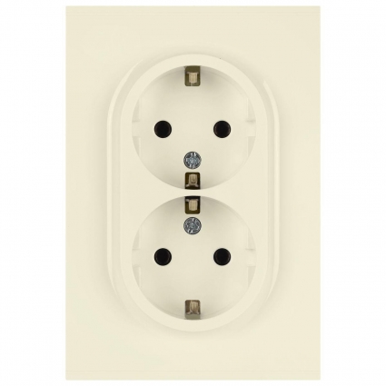 Розетка ЭРА Arktik 16-2104-02 двойная с заземлением 2X2P+E Schuko 16А-250В слоновая кость Б0070445, цвет белый