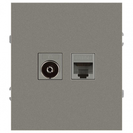 Розетка ЭРА Arktik 16-3110-07 комбинированная RJ45+TV титан Б0070500, цвет серый