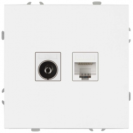 Розетка ЭРА Galaxy 15-3110-08 комбинированная RJ45+TV IP20 белый матовый Б0070790, цвет белый