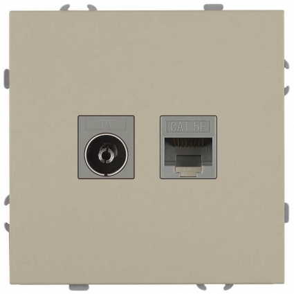 Розетка ЭРА Galaxy 15-3110-04 комбинированная RJ45+TV IP20 шампань Б0070782, цвет бежевый