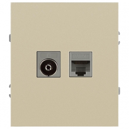 Розетка ЭРА Arktik 16-3110-04 комбинированная RJ45+TV шампань Б0070497, цвет бежевый