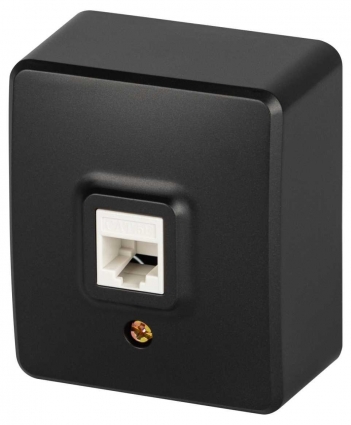 Розетка ЭРА Эксперт 11-3203-05 информационная RJ45 IP20 ОУ антрацит Б0062988, цвет серый