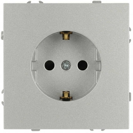 Розетка ЭРА Galaxy 15-2101-03 c заземлением 2P+E Schuko 16А-250В IP20 алюминий Б0070624, цвет серый
