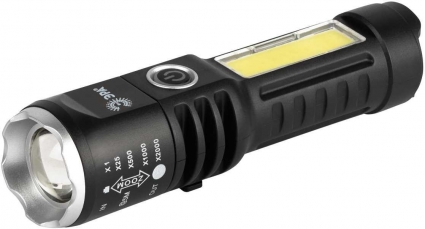 Светодиодный фонарь ЭРА UA-403 универсальный аккумуляторный 5 Вт LED + 3 Вт COB оптический Zoom 4 режима USB type C Б0069805, цвет черный