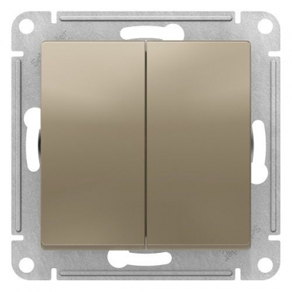 Выключатель двухклавишный проходной Schneider Electric Atlas Design ATN000565