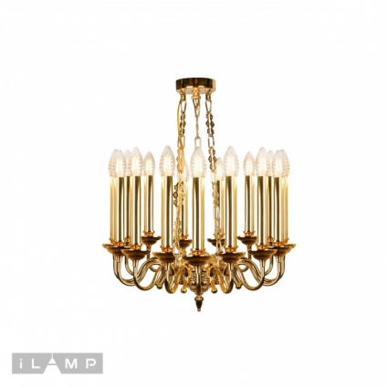 Подвесная люстра iLamp Louvre MD8551-15 GD для больших залов площадью до 30 кв.м.,  в классическом стиле