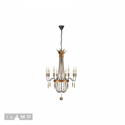 Подвесная люстра iLamp Perla Loft6222-8 для гостиной площадью до 16 кв.м., цвет коричневый,  в замковом стиле