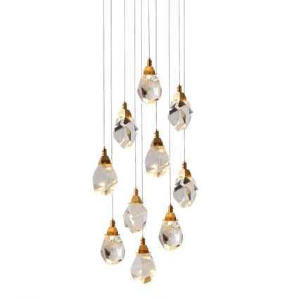 Подвесной светильник Delight Collection Crystal rock II 9701P/10R brass для гостиной, цвет латунь
