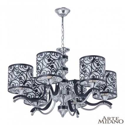 Подвесная люстра Arte Milano Florentia-4957 304957/6 Bk/Ni для гостиной площадью до 12 кв.м.,  в стиле арт-деко