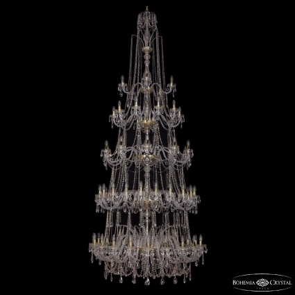Подвесная люстра Bohemia Ivele Crystal 1411/20+20+10+10+5/460/5d G для больших залов площадью до 130 кв.м.,  в классическом стиле