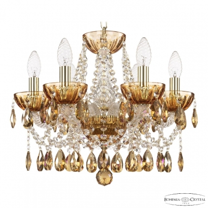 Подвесная люстра Bohemia Ivele Crystal 5413/6/141 G Amber/M-1H K777 для больших залов площадью до 12 кв.м.,  в классическом стиле