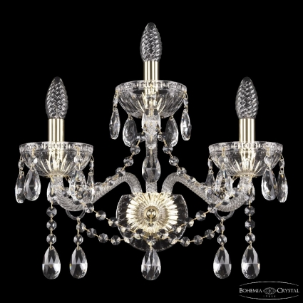 Бра Bohemia Ivele Crystal 5413B/2+1/165 G Clear/M-1G для гостиной площадью до 6 кв.м.,  в классическом стиле