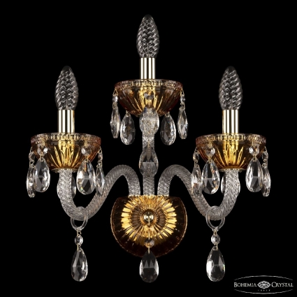 Бра Bohemia Ivele Crystal 5417B/2+1/165 G Amber/M-1G для гостиной площадью до 6 кв.м.,  в классическом стиле