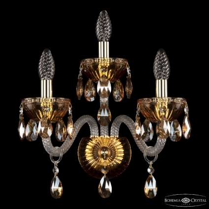 Бра Bohemia Ivele Crystal 5417B/2+1/165 G Amber/M-1G K721 для гостиной площадью до 6 кв.м.,  в классическом стиле
