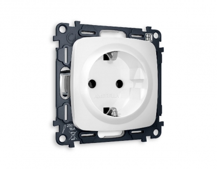 Комплект механизма розетки с/з на винтовых зажимах Ambrella Volt Omega MO126010, цвет белый