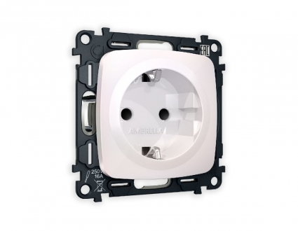 Комплект механизма розетки с/з со шторками Ambrella Volt Omega MO207010, цвет белый