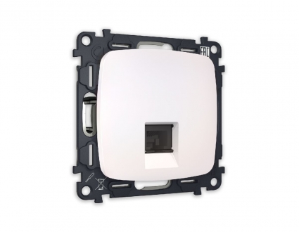 Комплект механизма компьютерной розетки RJ-45(8P8C) CAT6 со шторкой Ambrella Volt Omega MO212010, цвет белый