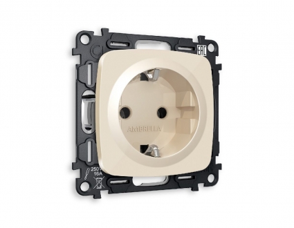 Комплект механизма розетки с/з на винтовых зажимах Ambrella Volt Omega MO306010, цвет бежевый