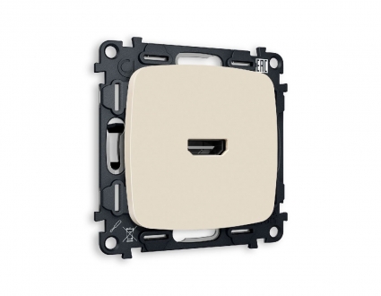 Комплект механизма розетки HDMI 2.0 40V/500MO 2.0GHz 5-18Gbit/s Ambrella Volt Omega MO334010, цвет бежевый