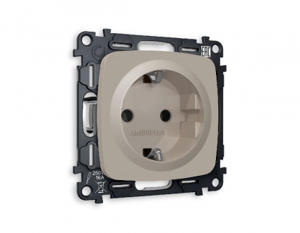 Комплект механизма розетки с/з на винтовых зажимах Ambrella Volt Omega MO366010, цвет бежевый