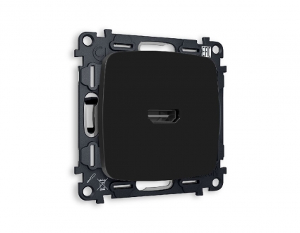 Комплект механизма розетки HDMI 2.0 40V/500mA 2.0GHz 5-18Gbit/s Ambrella Volt Omega MO814010, цвет черный