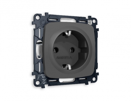 Комплект механизма розетки с/з на винтовых зажимах Ambrella Volt Omega MO906010, цвет графит