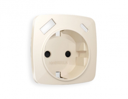 Лицевая панель для розетки с/з со шторками 2USB A+C Ambrella Volt Omega OP3100, цвет бежевый