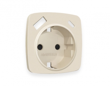 Лицевая панель для розетки с/з со шторками 2USB A+C Ambrella Volt Omega OP3300, цвет бежевый