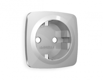 Лицевая панель для розетки с/з Ambrella Volt Omega OP4060, цвет серебро