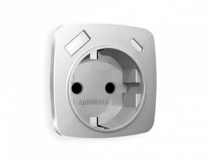 Лицевая панель для розетки с/з со шторками 2USB A+C Ambrella Volt Omega OP4100, цвет серебро