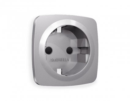 Лицевая панель для розетки с/з со шторками Ambrella Volt Omega OP5070, цвет серый