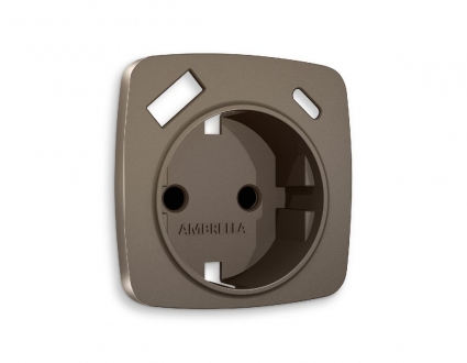Лицевая панель для розетки с/з со шторками 2USB A+C Ambrella Volt Omega OP6400, цвет бронза