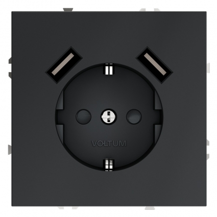 Розетка с USB, А+А Voltum S70 VLS040407 (графит), цвет графит