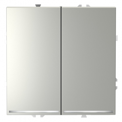 Проходной переключатель двухклавишный с подсветкой Voltum S70 VLS020405 (сталь), цвет серебро