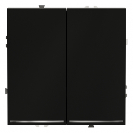 Проходной переключатель двухклавишный с подсветкой Voltum S70 VLS020408 (черный матовый), цвет черный