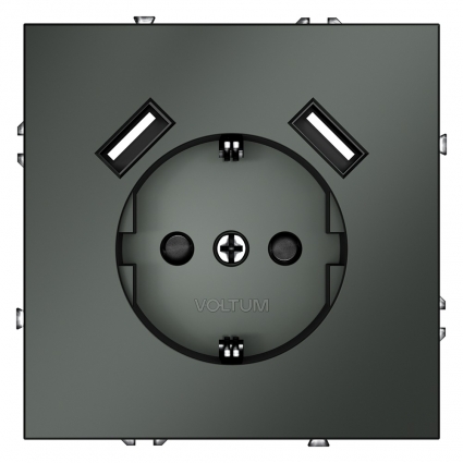 Розетка с USB, А+А Voltum S70 VLS040406 (титан), цвет титановый