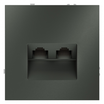 Розетка компьютерная двойная Voltum S70 VLS060206 (титан), цвет титановый