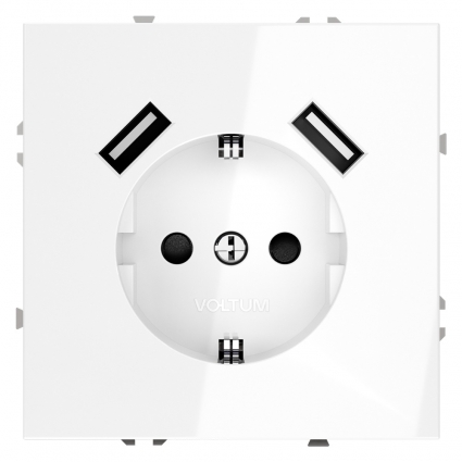 Розетка с USB, А+А Voltum S70 VLS040401 (белый глянцевы, цвет белый