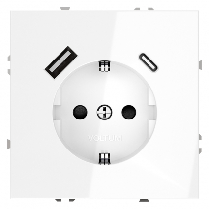 Розетка с USB, A+C Voltum S70 VLS040501 (белый глянцевы, цвет белый