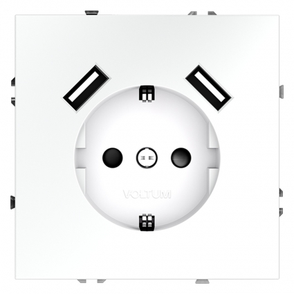 Розетка с USB Voltum S70 VLS040402 (белый матовый), цвет белый