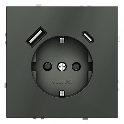 Розетка с USB, A+C Voltum S70 VLS040506 (титан), цвет титановый