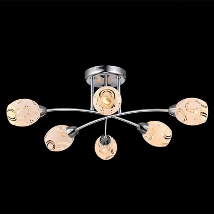 Потолочная люстра Eurosvet 30060/6 хром для спальни площадью до 13.3 кв.м., цвет белый,  в современном стиле
