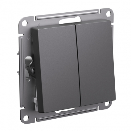 Выключатель 2-клавишный Systeme Electric AtlasDesign Базальт ATN001451