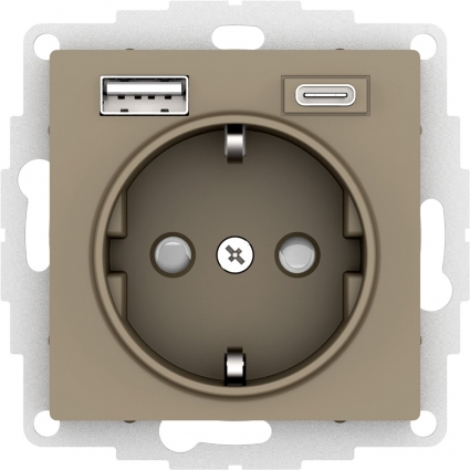 Розетка 16А с USB A+C (5В/2,4А/3 А, 2х5В/1,5А) Systeme Electric AtlasDesign ATN000532