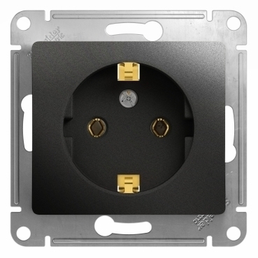 Розетка с/з, 16А Systeme Electric Glossa Антрацит GSL000743